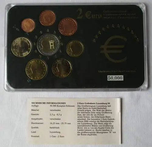 Luxemburg KMS Kursmünzensatz 1 Cent - 2 Euro Porträt + Monogramm Herzog (132399)