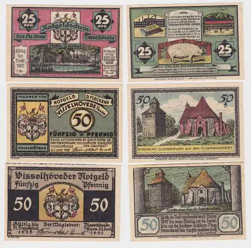 3 Banknoten Notgeld Flecken Visselhövede 1.6.1921 (121917)
