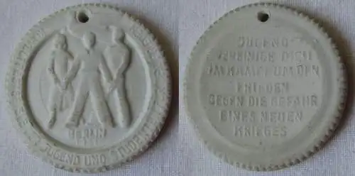 DDR Porzellan Medaille Weltfestspiele der Jugend Berlin 1951 (135246)