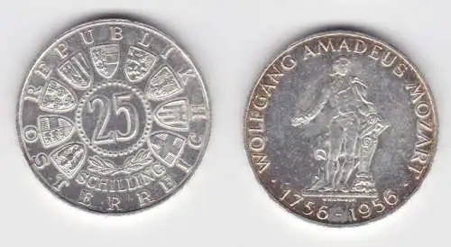 25 Schilling Silber Münze Österreich Mozart 1956 ss/vz (142757)