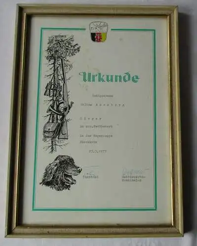 DDR Urkunde Sieger im soz. Wettbewerb Hegegruppe Ehrenhain 1973 (134831)