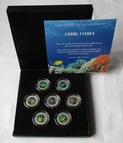7x 50 Cents Münze Cook Islands 2000 Coral Fishes Limitierung 5.000 (158218)