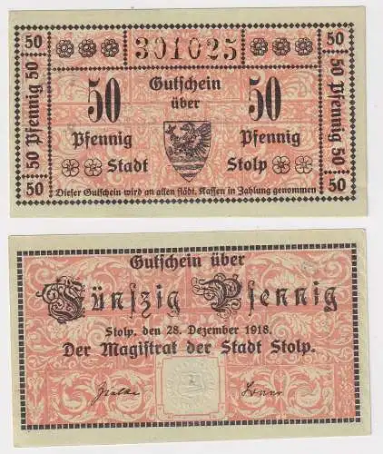 50 Pfennig Banknote Notgeld Stadt Stolp in Pommern 28.12.1918 (155355)