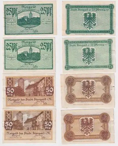2 x 25 & 2 x 50 Pfennige Notgeld Stadt Stargard in Meckl. 1921 (158443)