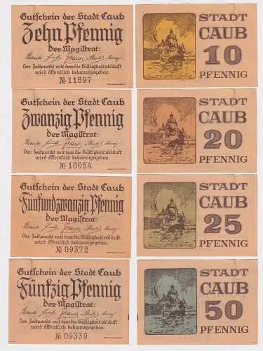 10,20,25,50 Pfennig Banknoten Notgeld der Stadt Caub o.D. (153794)