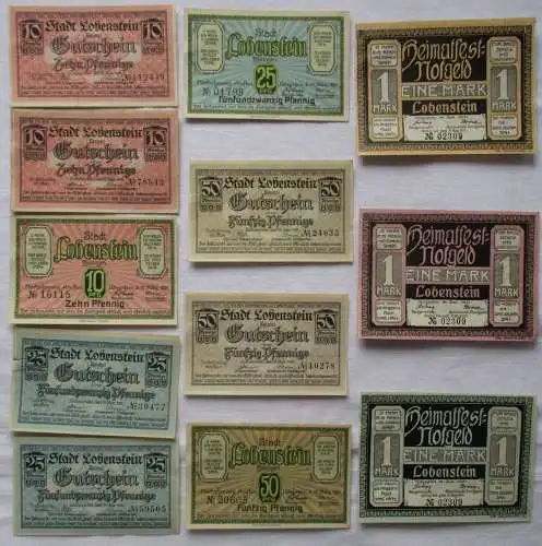12 Banknoten Notgeld Stadt Lobenstein 1921 (102764)