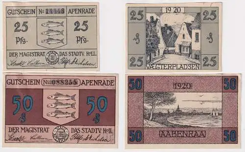 25 & 50 Pfennig Banknoten Notgeld Stadt Apenrade o.D. (168545)