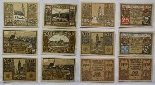 2 x 25 und 4 x 50 Pfennige Banknoten Notgeld Stadt Laufen 1920 (106200)