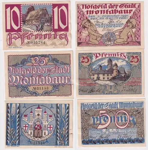 3 Banknoten Notgeld der Stadt Montabaur 1920 (168470)