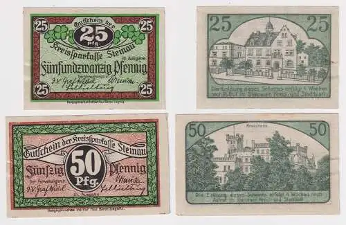 25 & 50 Pfennig Banknoten Notgeld Kreissparkasse Steinau (1920) (156915)