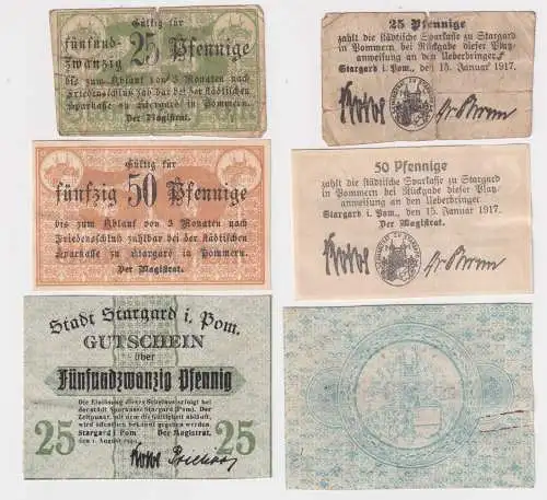 2 x 25 & 50 Pfennige Notgeld Stadt Stargard in Pommern 1917/1920 (168440)