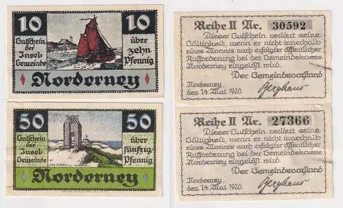 2 Banknoten Notgeld der Gemeinde Norderney 1920 (154543)