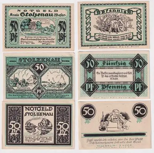 3 Banknoten Notgeld Stadt Stolzenau an der Weser 1921 (151548)