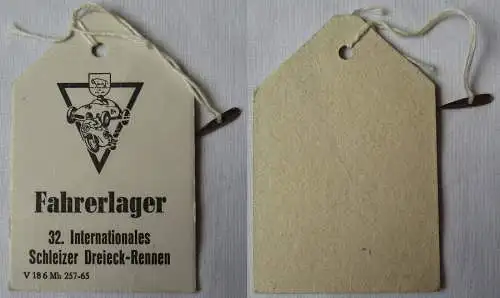 DDR Papp Abzeichen Fahrerlager 32. Internat. Schleizer Dreieck-Rennen (157519)