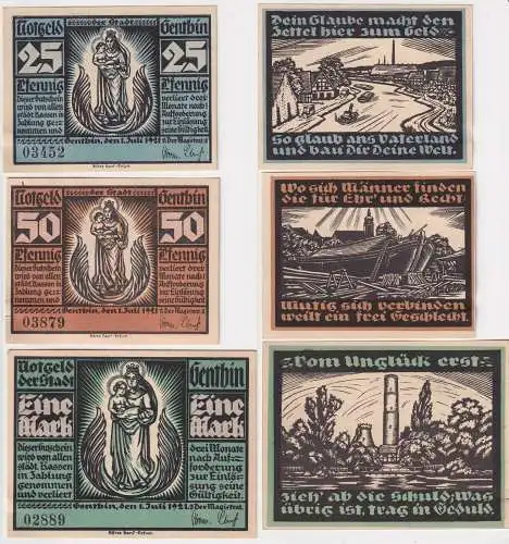 3 Banknoten Notgeld Stadt Genthin 1921 (157297)