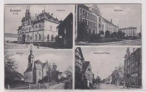 27214 Mehrbild Ak Hermsdorf S.-A. Bahnhofstrasse, Schulen usw. um 1920