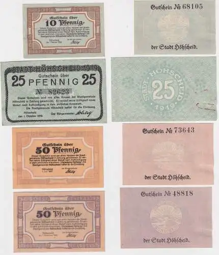 4 Banknoten Notgeld Stadt Höhscheid 1919/1920 (169152)