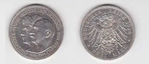 3 Mark Silbermünze Anhalt Silberhochzeit 1914 Jäger 24 (130855)