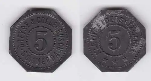 Zink Kleingeldersatzmarke 5 Sömmerda Dreyse & Collenbusch (121402)