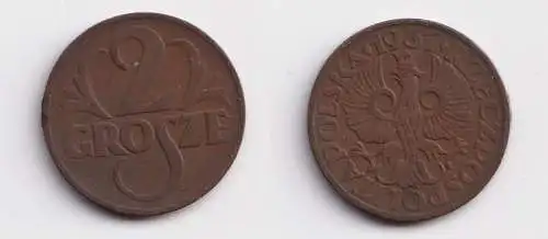 2 Grosze Kupfer Münze Polen Polskie 1937 ss (143753)