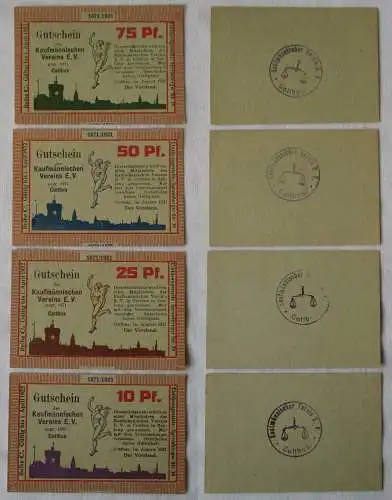 10,25,50,75 Pfennig Banknoten Notgeld kaufmännischer Verein Cottbus 1921(123909)