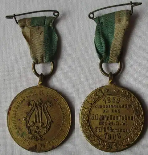 Abzeichen 50 jähr. Bestehen des M.G.V Zephyr Dresden 1859-1909 (125726)