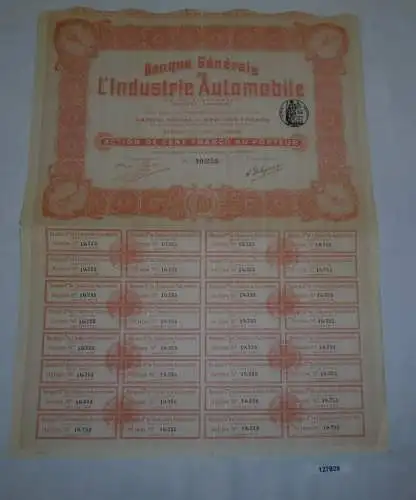 100 Francs Aktie Banque Générale de l'Industrie Automobile Paris (127828)
