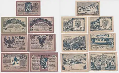 2x 20 und 10, 40, 60, 75, 90 Heller Notgeld Banknoten Hochfilzen Tirol (136112)