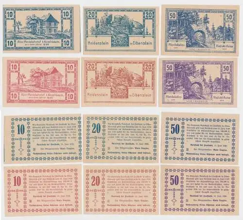 2 x 10,20 & 50 Heller Banknoten Notgeld Gemeinde Rainbach 1920 (154718)