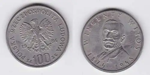 100 Zloty Kupfer Nickel Münze Polen Wincenty Witos 1984 (123944)