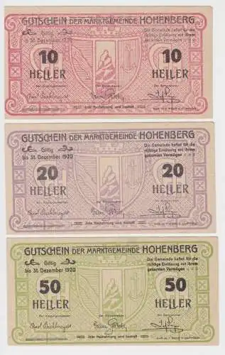 10, 20 und 50 Heller Banknote Hohenberg (137472)