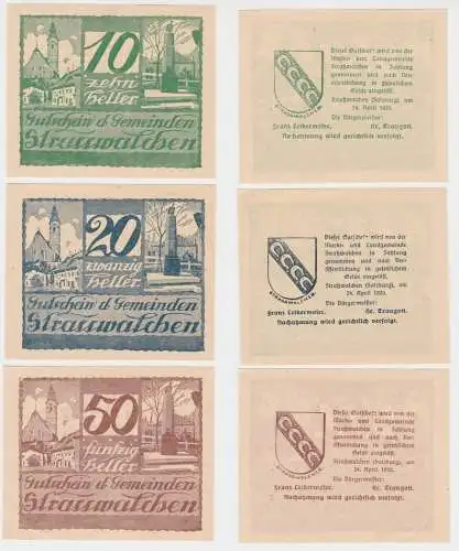 10, 20 und 50 Heller Banknoten Notgeld Gemeinden Strasswalchen 1920 (154796)