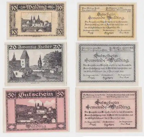 10, 20 und 50 Heller Banknote Walding 18.04.1920 (130474)