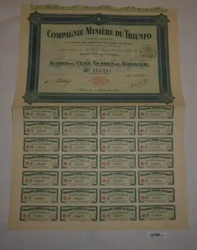 100 Francs Aktie Compagnie Minière du Triunfo Paris 1. September 1924 (127983)