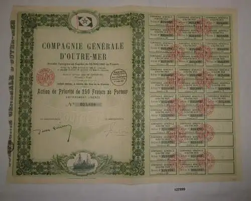 250 Francs Aktie Compagnie Générale d'Outre-Mer Paris 1. Juli 1927 (127999)