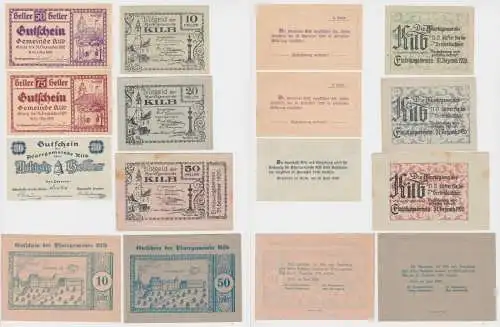 8 Banknoten 10 bis 80 Heller Notgeld Gemeinde Kilb 1920 (154414)