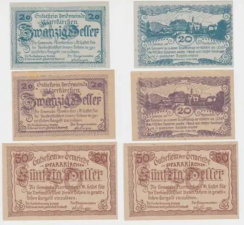 20,20 und 50 Heller Banknoten Notgeld Gemeinde Pfarrkirchen 1920 (154728)