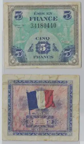 5 Franc Banknoten Frankreich 1944 alliierte Besatzung P115 (150135)