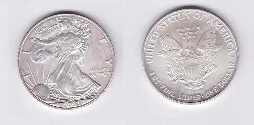 1 Dollar Silber Münze Silver Eagle USA 2007 1 Unze Feinsilber  (119721)
