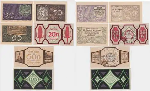 6 Banknoten 10 bis 99 Heller Notgeld St.Georgen a.d. Gusen 1920 (154643)