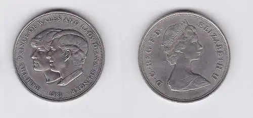 5 Schilling Crown Nickel Münze Großbritannien Hochzeit Diana 1981 (119922)