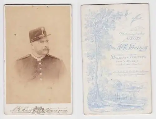 92896 Kabinett Foto Soldat Dresden Stiesen mit Schützenschnur um 1890