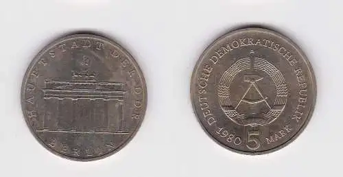 DDR Gedenk Münzen 5 Mark Brandenburger Tor 1980 Stempelglanz (153391)