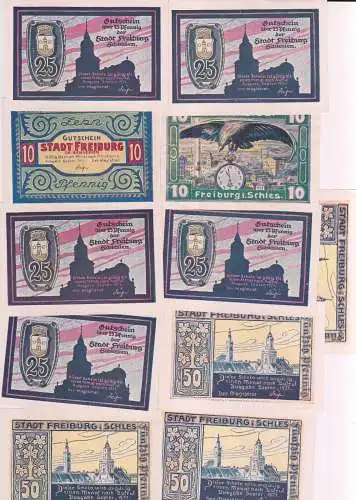 11 Banknoten Notgeld Stadt Freiburg in Schlesien 1921 (162880)