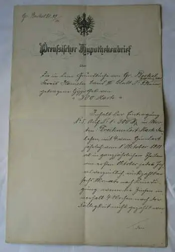 seltener 300 Mark preußischer Hypothekenbrief Groß Berkel bei Hameln (154084)