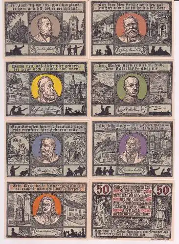 8 x Banknoten Notgeld Eisenach Robert Dahms Verlag (163330)
