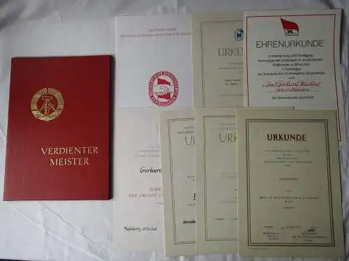 DDR Urkunden Konvolut Verdienter Meister Leistungen in LPG Rechtspflege (124688)
