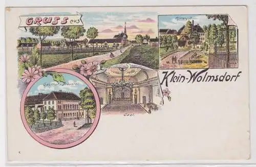 900020 Ak Lithographie Gruss aus Klein-Wolmsdorf Gasthof und Brauerei, Rittergut