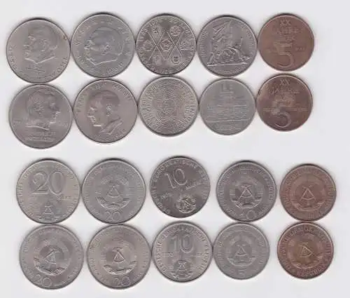 10 x DDR Gedenk Münzen 5,10 und 20 Mark Thälmann, Pieck, Grotewohl (146791)