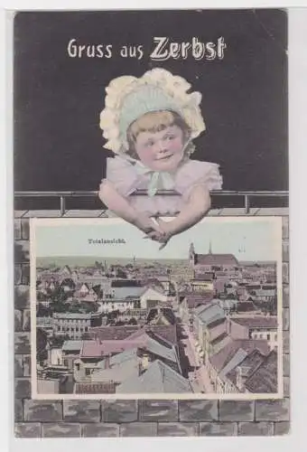 69275 Kinder Ak Gruß aus Zerbst Totalansicht 1910
